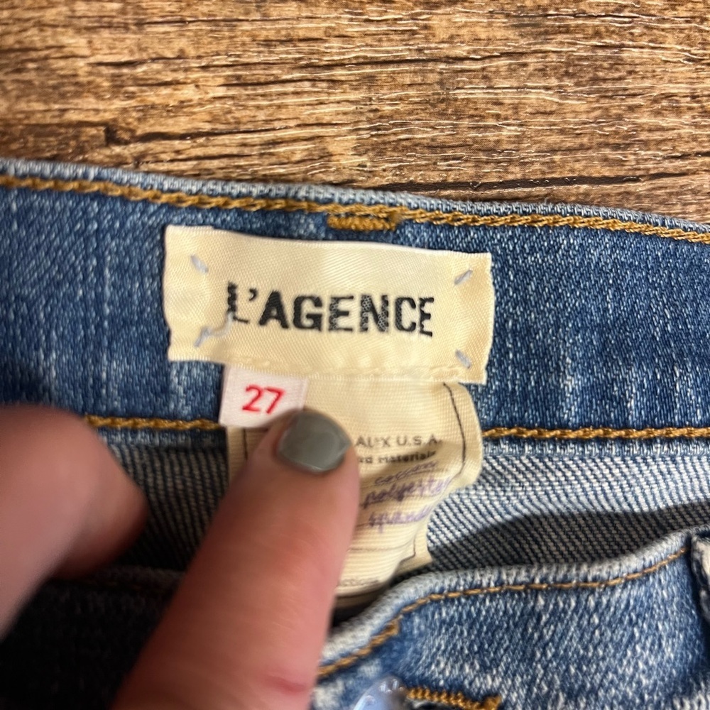 NWOT L'AGENCE El Matador High Rise Slim Jeans Size 27 Dry Ice Raw Hem - Picture 6 of 12